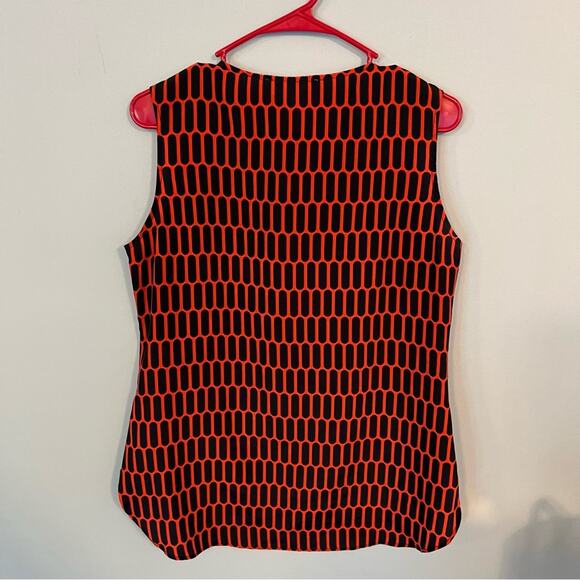 Michael Michael Kors Sleeveless Top w/ Hidden Buttons Size 6 Red Dark Blue - Picture 2 of 10
